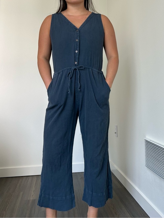 Pact Pants - Pact 100% Organic Cotton Navy Drawstring Jumpsuit- M